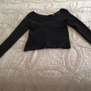 Black ribbed silk/nylon/Lycra top